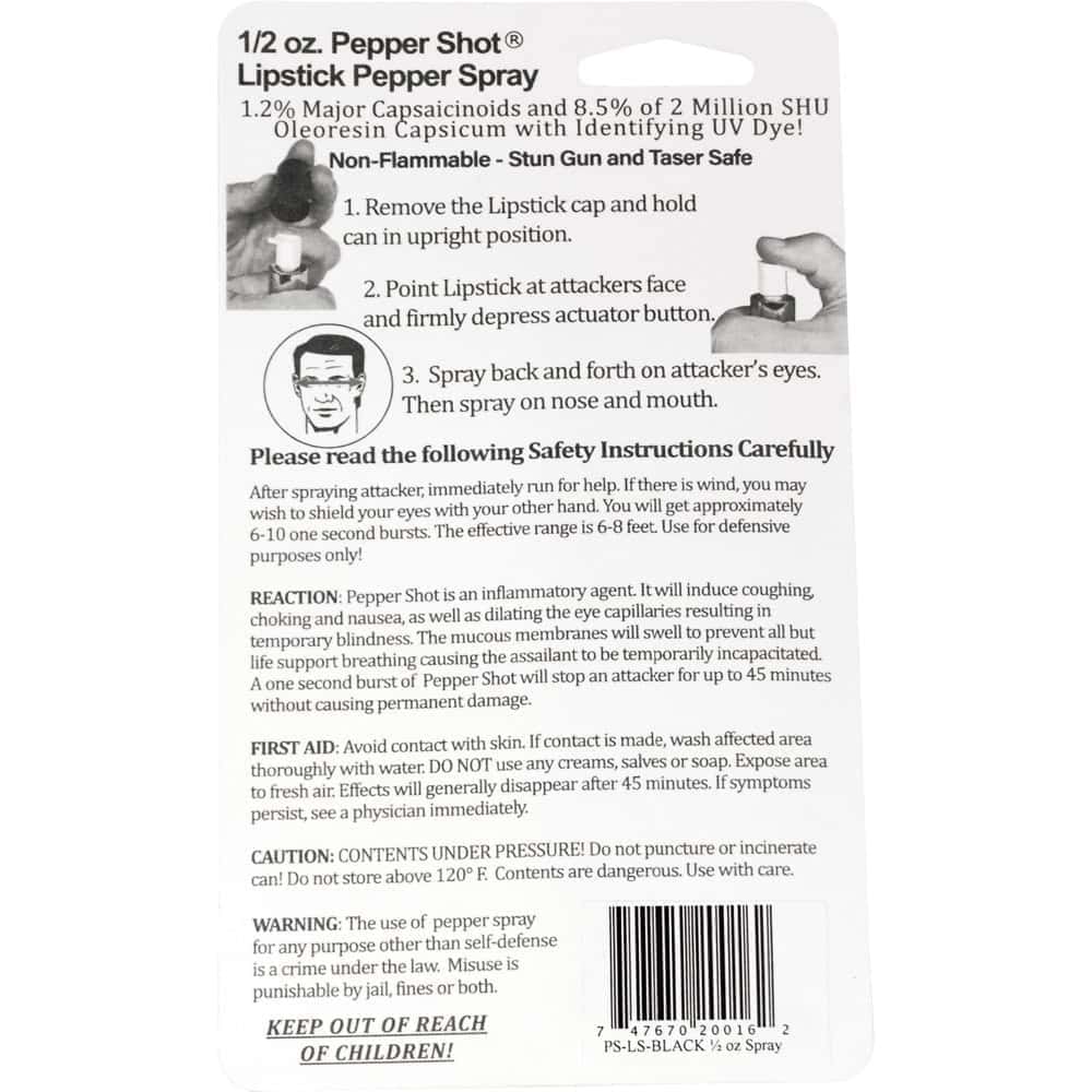 Pepper Shot 1.2% MC 1/2 oz Lipstick Pepper Spray - Image 4