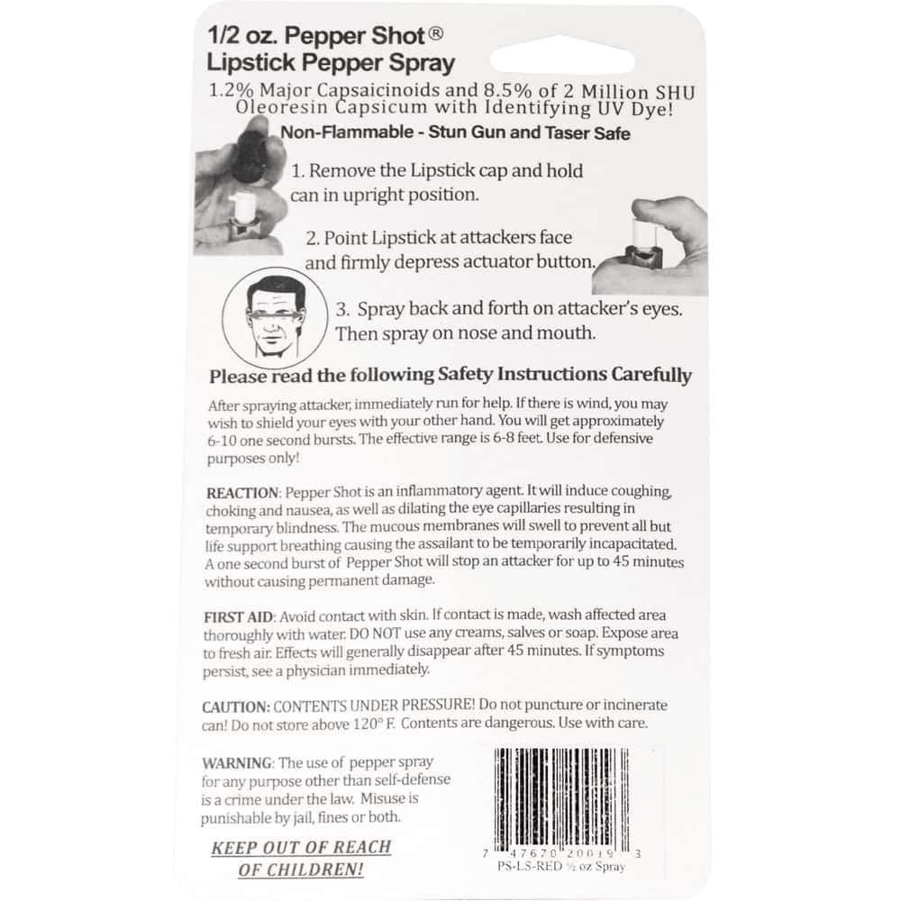 Pepper Shot 1.2% MC 1/2 oz Lipstick Pepper Spray - Image 12